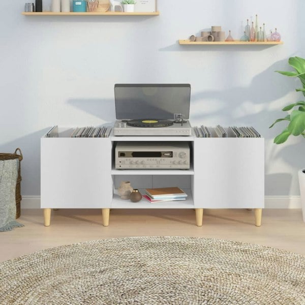 Berkfield Record Cabinet White 121x38x48 cm Engineered Wood