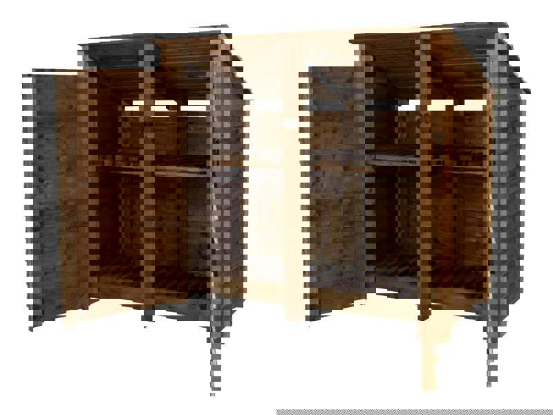 Arbor Garden Solutions Wooden Log Store (Roof Sloping Back) with Door and Shelf W-146cm, H-126cm or 180cm, D-88cm - Brown Finish