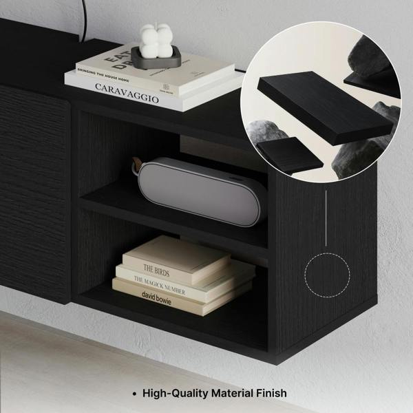 Decortie Modern Conrad TV Unit up to 50 Inch TVs 2 Soft Close Door Entertainment Centre 140cm Living Room Easy Assembly