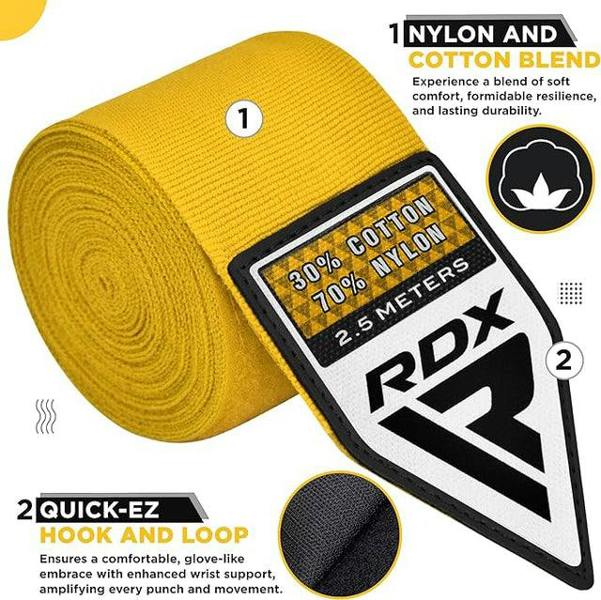 RDX Sports HAND WRAPS 2.5 METER YELLOW