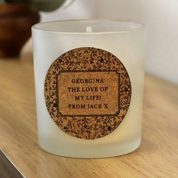 Personalised Memento Company Personalised Floral Cork Label Candle Jar