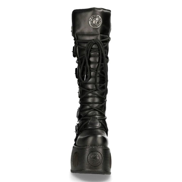 New Rock M-272-S2 Knee High Black Leather Gothic Boots