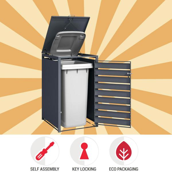 Phoenix Safe Phoenix GB1168ASK Silver Effect Single Wheelie Bin Storage / Bin Store