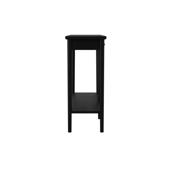 Wyld Haus Newbridge Black Wooden Console Table 2 Drawers Bottom Shelf