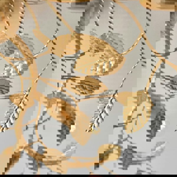 Gold Leaf Flush Ceiling Light - 6 Bulb Decorative Fitting - Low Profile Lighting