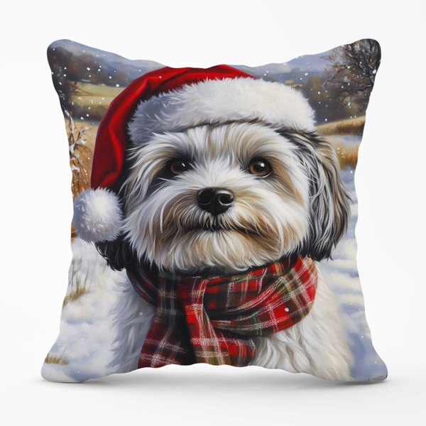 Warren Reed Snowy Christmas Havanese Cushion