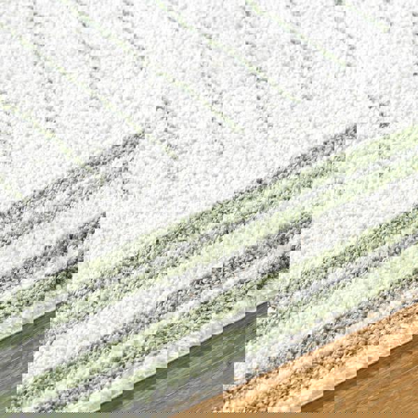 Livabliss Fossay Shag-Washable Beige Brown Green Grey Global High Pile Rug