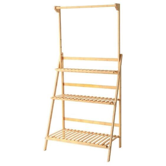 Neo 3‑Tier Foldable Bamboo Plant Stand with Hanging Hook