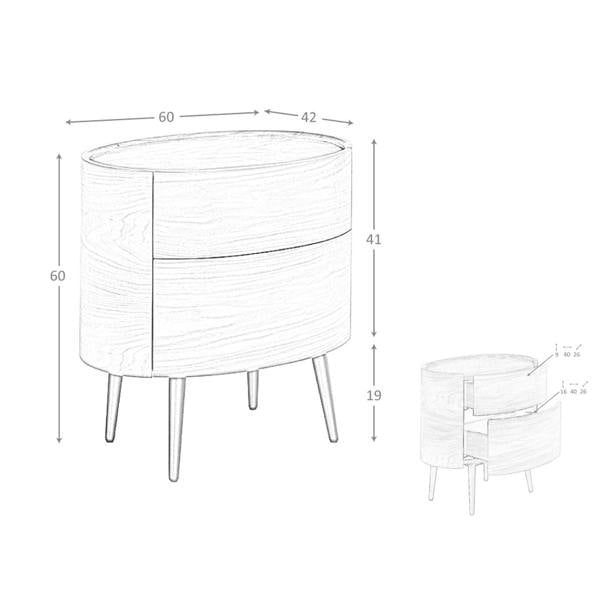 Angel Cerdá Bedside table walnut and black steel 7074