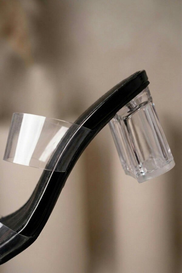 ikrush Genevieve Clear Strap Low Block Heel Mules
