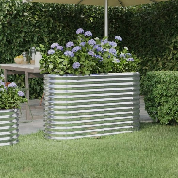 Berkfield Garden Raised Bed Powder-coated Steel 114x40x68 cm Silver