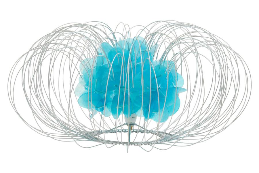 Silver Wire Blue Table Lamp