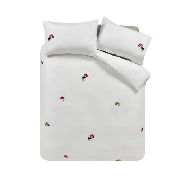 Catherine Lansfield Woodland Crochet Embroidered Duvet Cover Set White