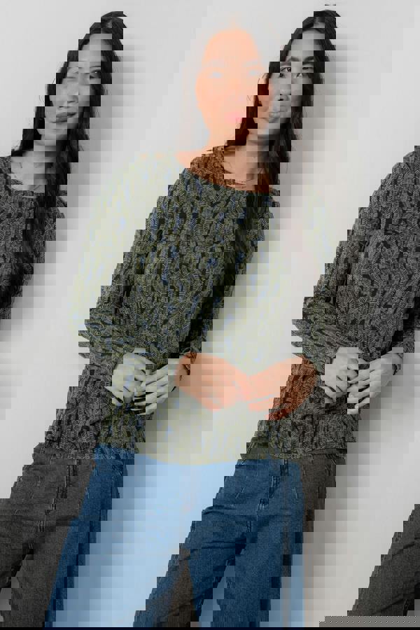 Riverside Printed Casual Jersey Top Navy | Lily and Me Clothing