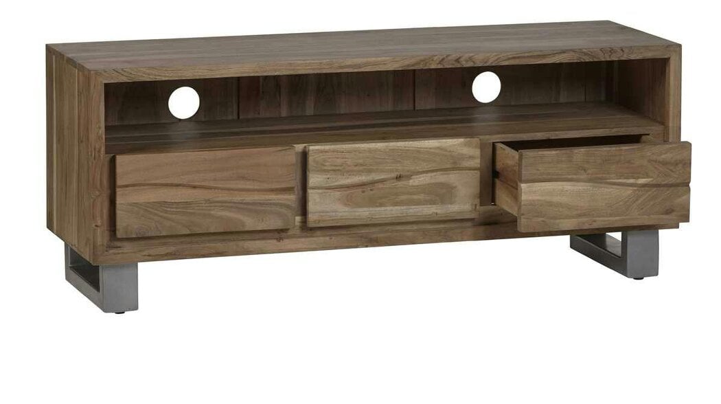 Wyld Haus Wellington Acacia Wood Modern Wide Media Unit 3 Drawers