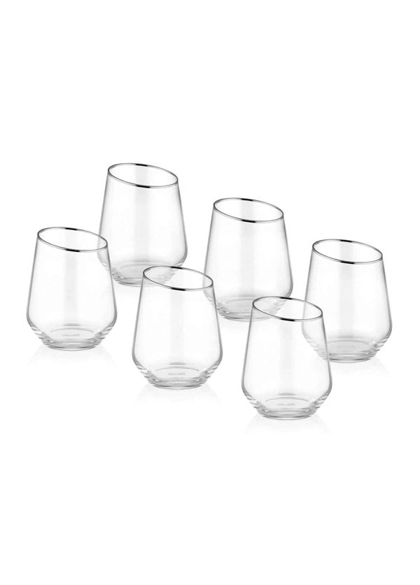 Rozi Gina Collection Silver Slanted Tumblers (Set of 6)