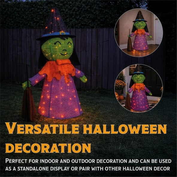 Scotts of Stow Fxlab Orange LED Foldable Witch Outdoor Halloween Decoration