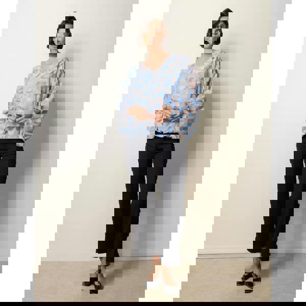 Blue Vanilla Abstract Print Puffball Top