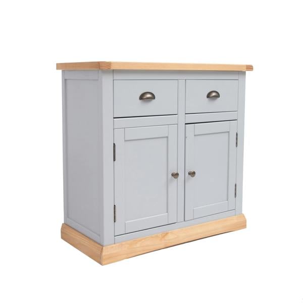 Cabinet Bits Bomporto Light Grey 2 Drawer 2 Door Sideboard Brass Cup Handle