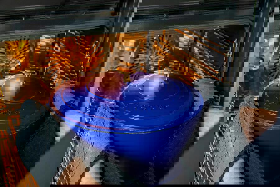 MasterClass 4L Cast Aluminium Casserole Dish with Lid, Electric Blue, 24cm