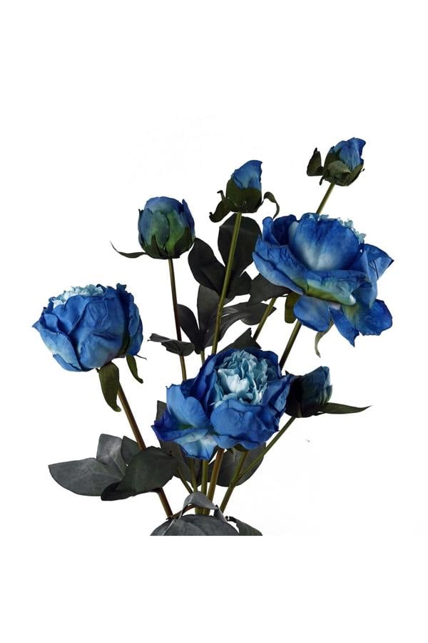 Dyzi Blue Peony Artificial Flower Hessian Bound Spray 55cm