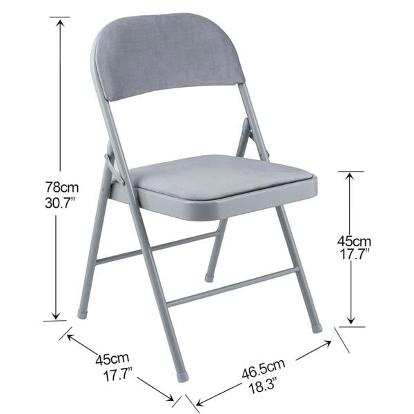 A.Unique Home Premium Metal Velvet Folding Chair - (1 x Chair - Grey)
