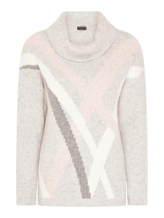 VIZ-A-VIZ Intarsia Cowl Neck Jumper