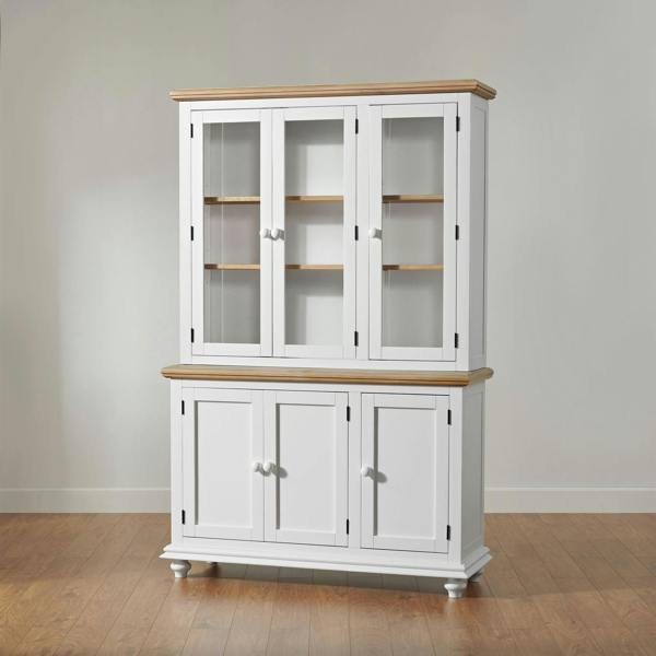 Statement Furniture Shire Glass Door White Display Cabinet Dresser with Shelves