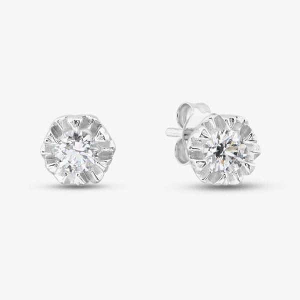 T. H. Baker Silver Cubic Zirconia Illusion Set Stud Earrings CE5515