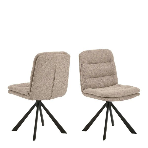 Wyld Haus Set of 2 Havdrup Beige Faux Leather Swivel Dining Chairs