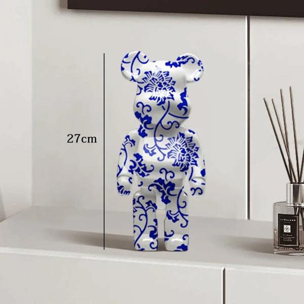 Graffiti Bear Resin Statue Decor | Modern Colourful Bear Ornament 27cm