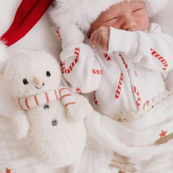 cuddle+kind - Christmas Baby Animal Collection - Baby Snowman - Candy Cane Stripe