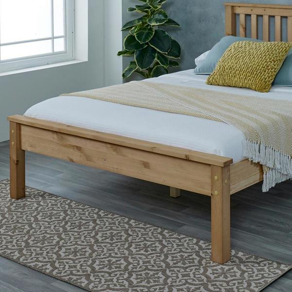 Mission TM Dorset Natural Wax Solid Pine Bed Frame, Shaker Headboard, 4 Sizes, Single to King