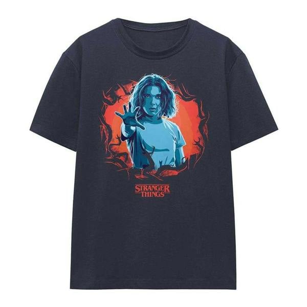 Stranger Things Womens/Ladies Reach Out Eleven T-Shirt - Deep Navy