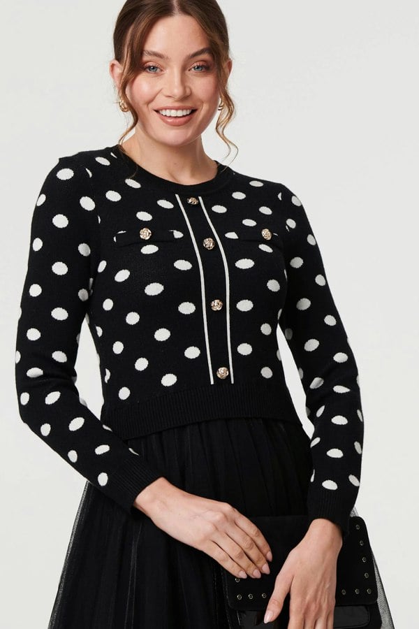 Black | Polka Dot Semi Sheer Mesh Midi Dress