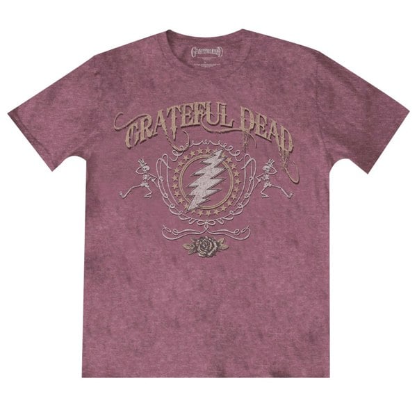 Grateful Dead Unisex Adult Bolt T-Shirt - Heather/Cardinal