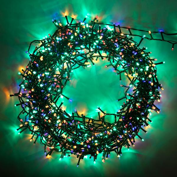 Compact Multicolour Green Cable Christmas String Lights with 8 Effects, Timer and Memory image 1