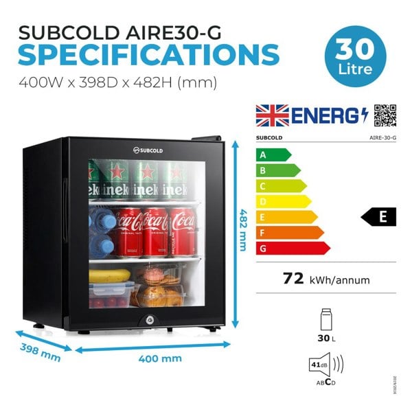 Subcold Aire30-G LED Mini Fridge - Black