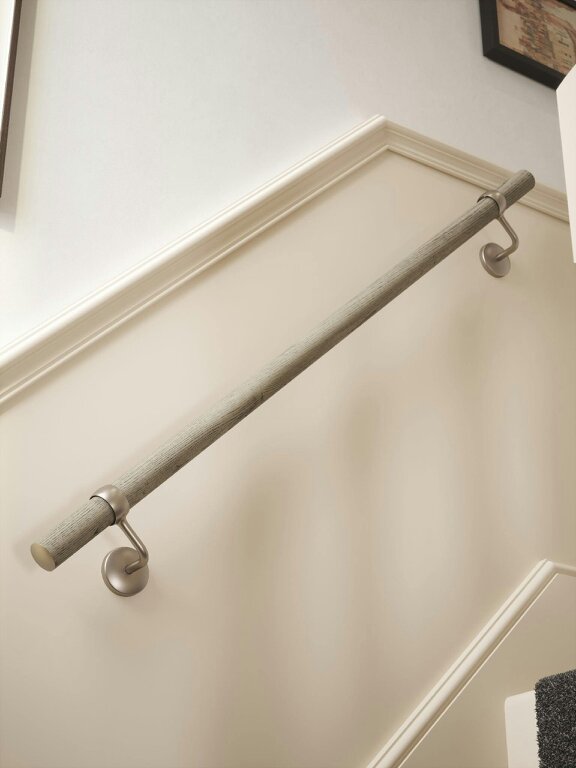 Handrails Direct Wappenbury Grey Straight Flight Handrail - Wappenbury Grey - 1.2m - Harbury Brushed Silver