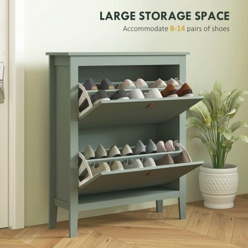 Wyld Haus Sela Wooden Mint Green Modern 2 Drawer Shoe Cabinet  Faux Leather Handles