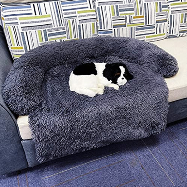 Living and Home Plush Detachable Sofa Dog Bed - Cozy Winter Pet Mattress in Deep Grey (Large)