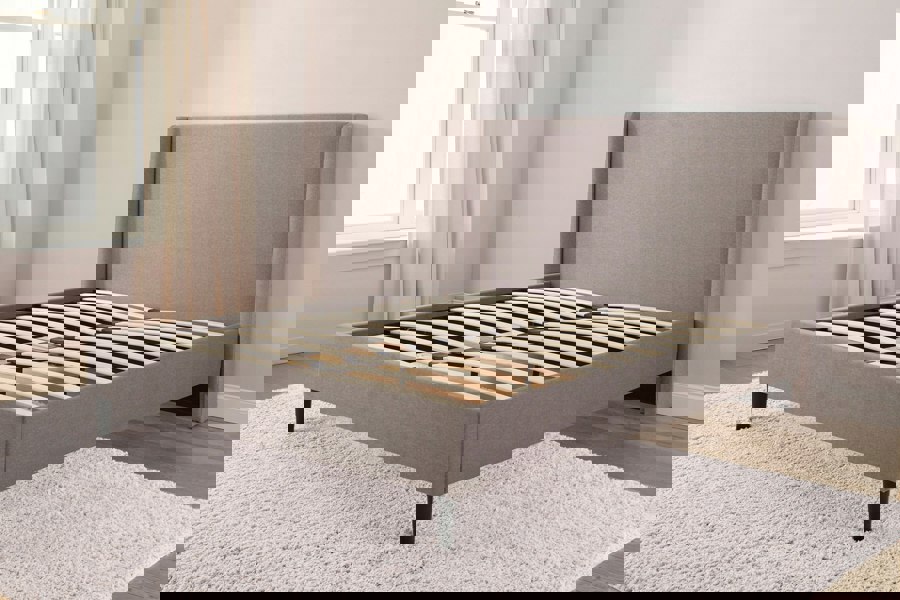 DS Living Siena Winged Grey Upholstered Bed Frame