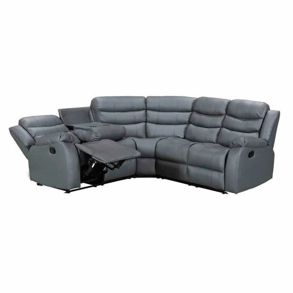 ROMA LEATHER GREY CORNER SOFA