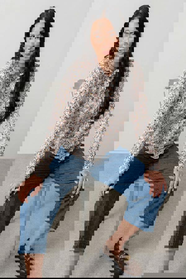 Patsy Organic Cotton Ditsy Shirt Pink | Lily and Me Clothing