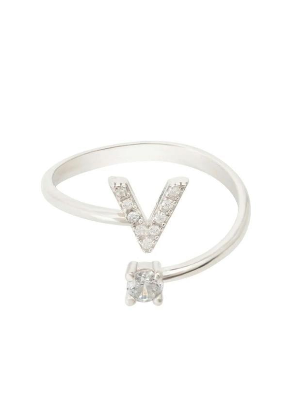 Initial Ring Silver V - LATELITA Rings