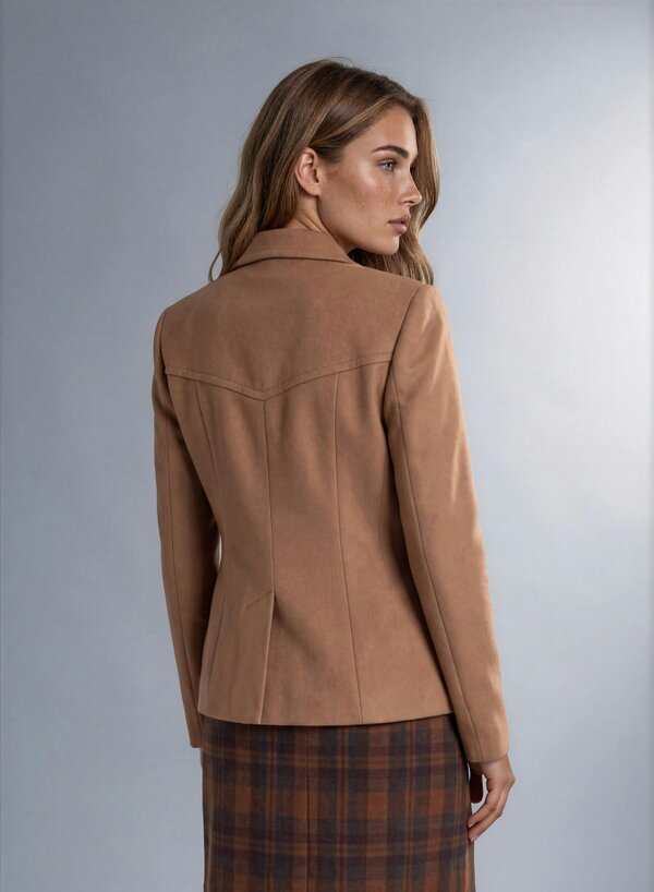 Myles Anthony Toffee Reefer Style Wool & Cashmere Jacket