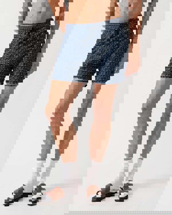 BOSS Orange Vibe Mens Logo-Label Swim Shorts with Seasonal Pattern - Navy 414