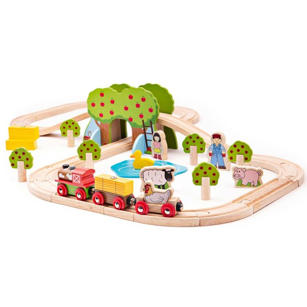 Bigjigs Rail Wooden Farm Train Set - 44 Pieces