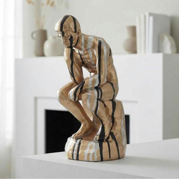 Garden Greatness Gold Drip Art Thinker Sculpture