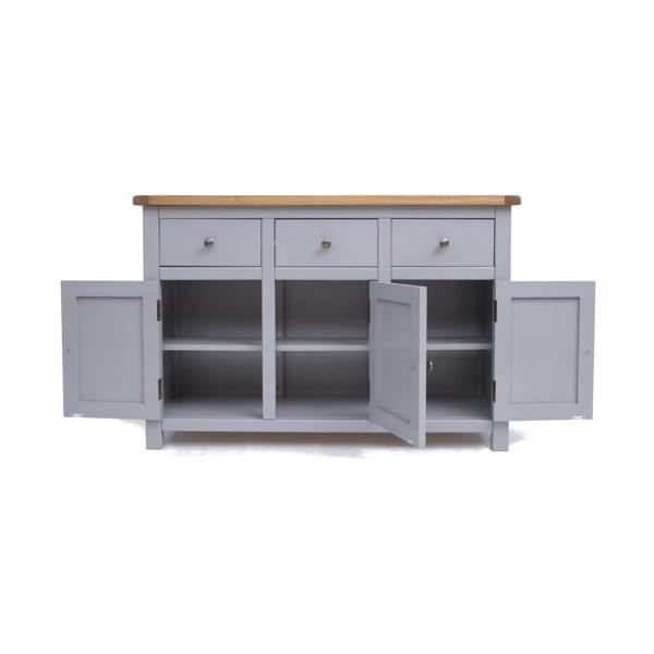 Cabinet Bits Mirano Grey 3 Drawer 3 Door Sideboard Brass Knob
